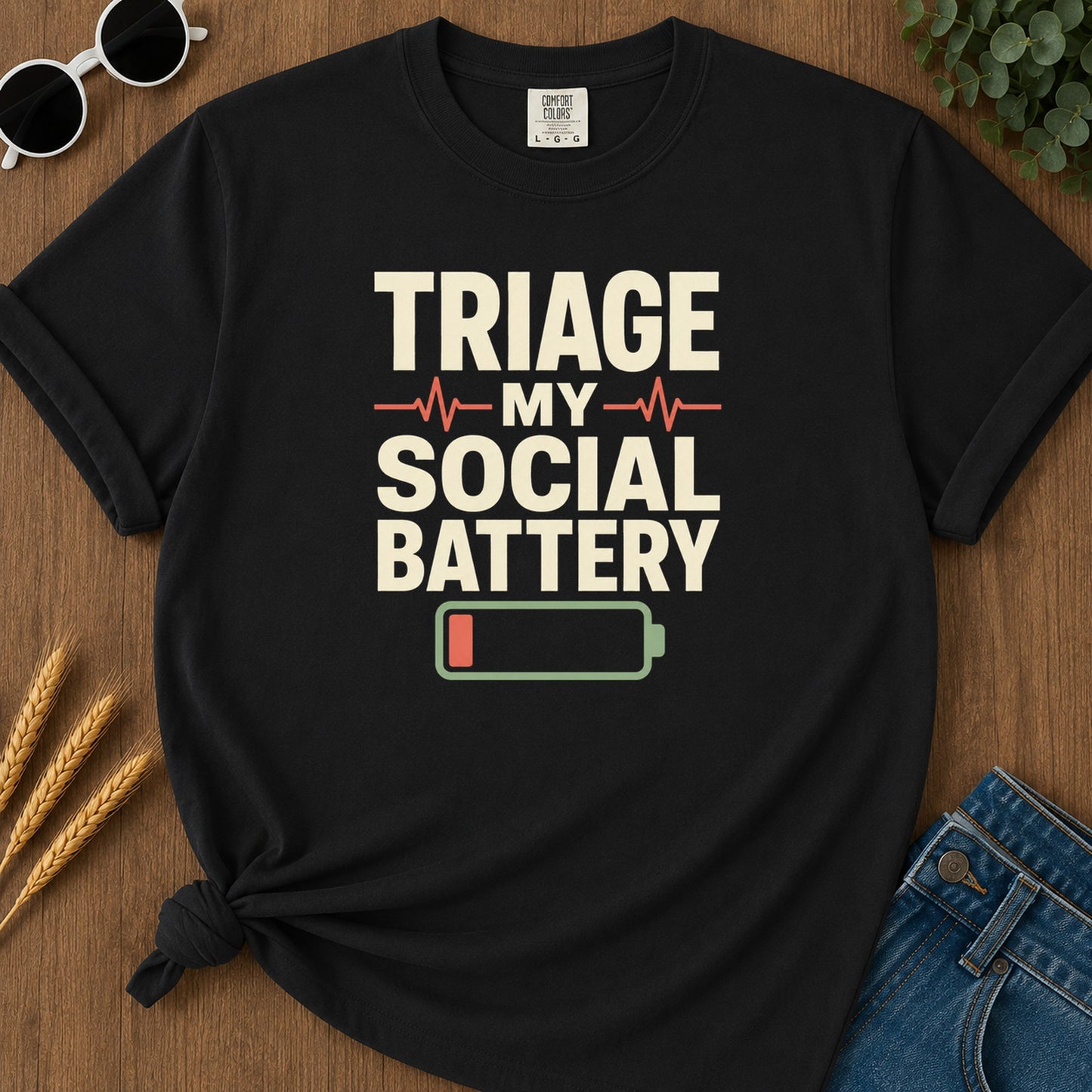 Track Social Battery T-Shirt - Black Mockup