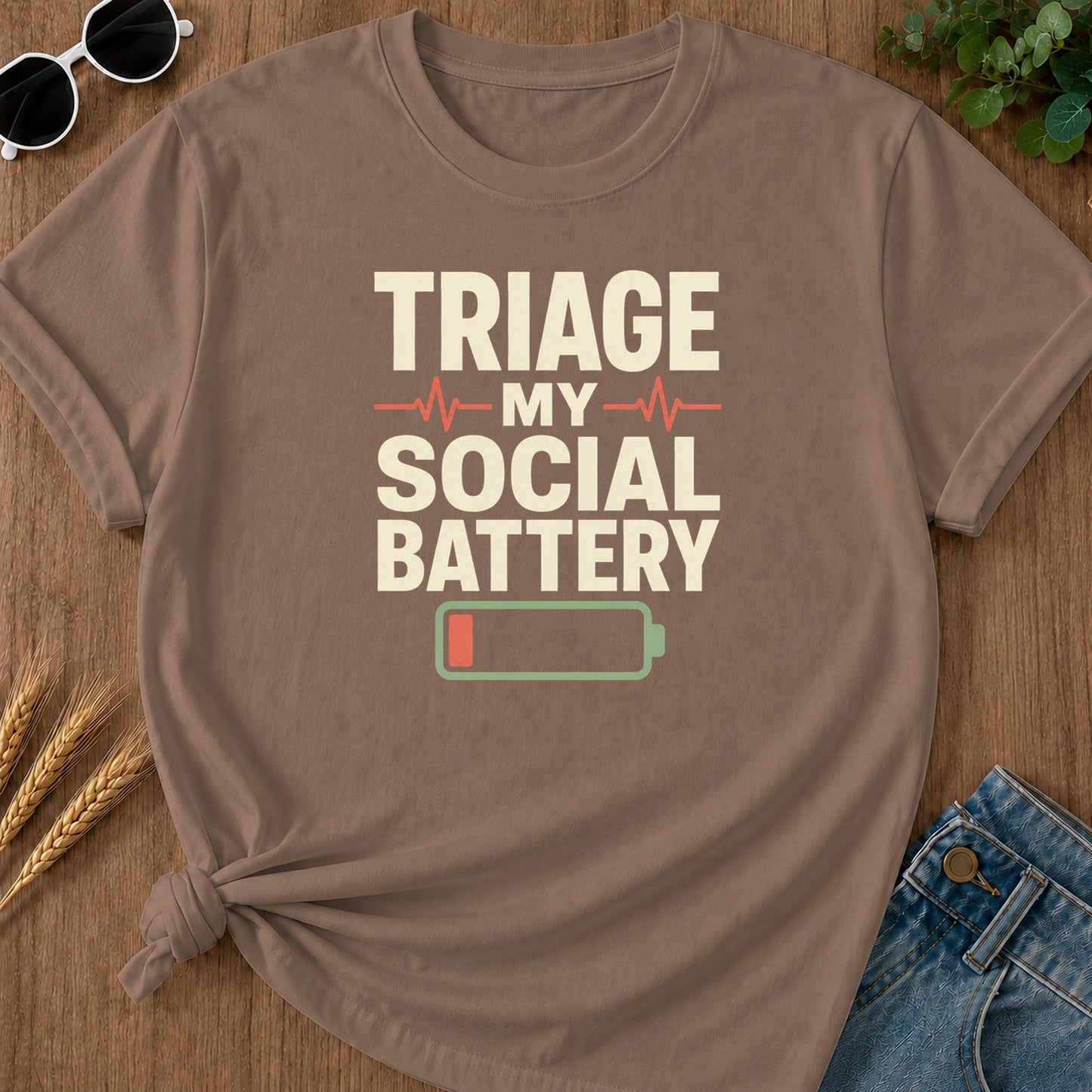 Track Social Battery T-Shirt - Espresso Mockup