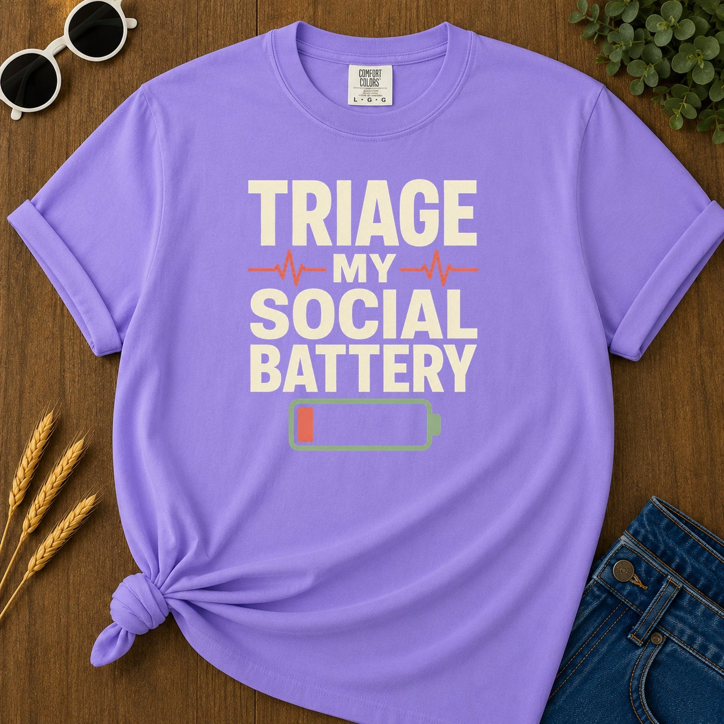 Track Social Battery T-Shirt - Violet Mockup