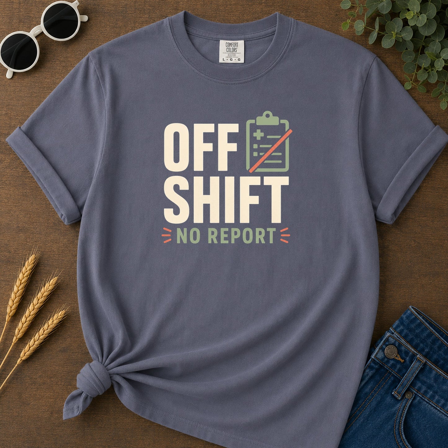 Off Shift No Report T-Shirt - Navy Mockup