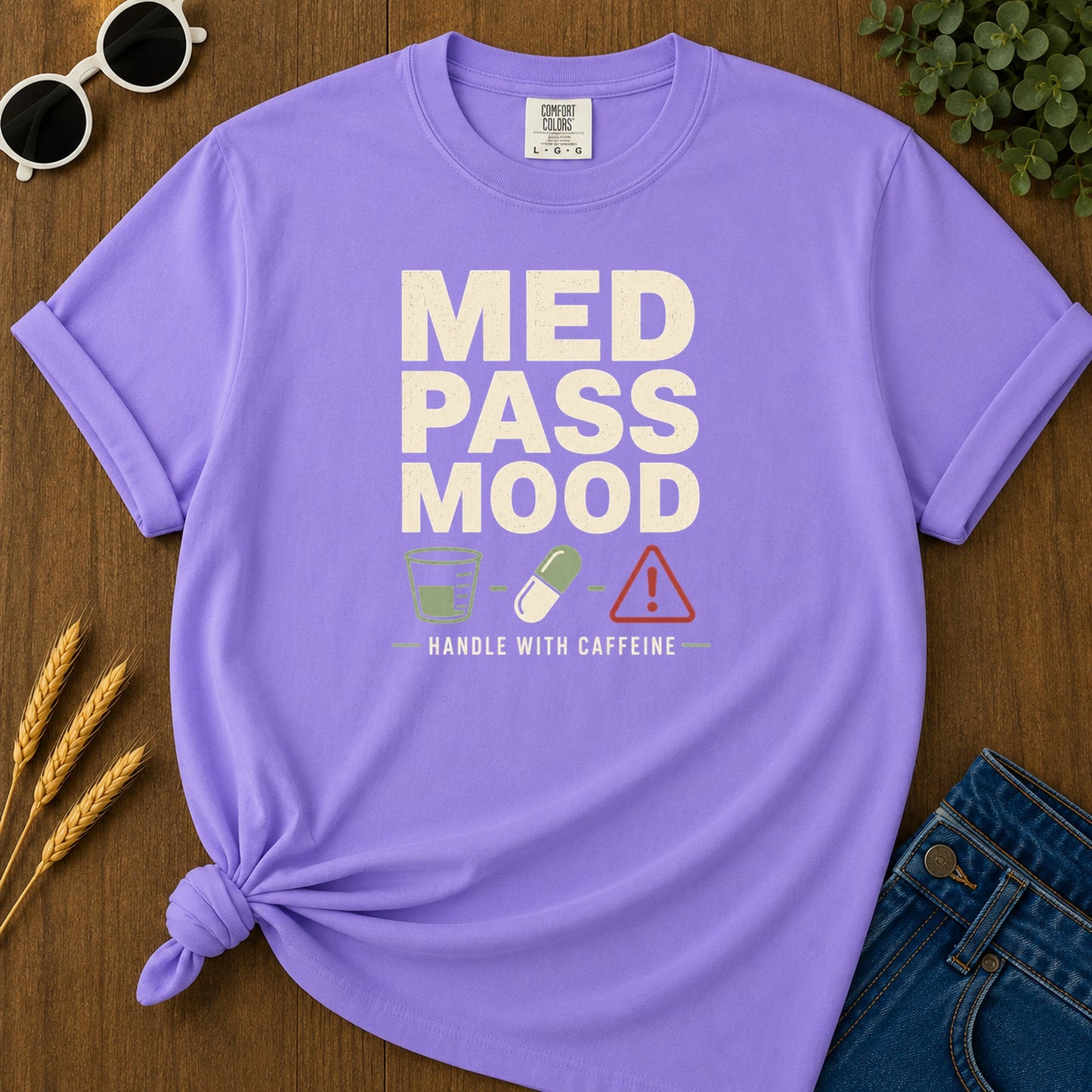 Med Pass Mood T-Shirt - Violet Mockup