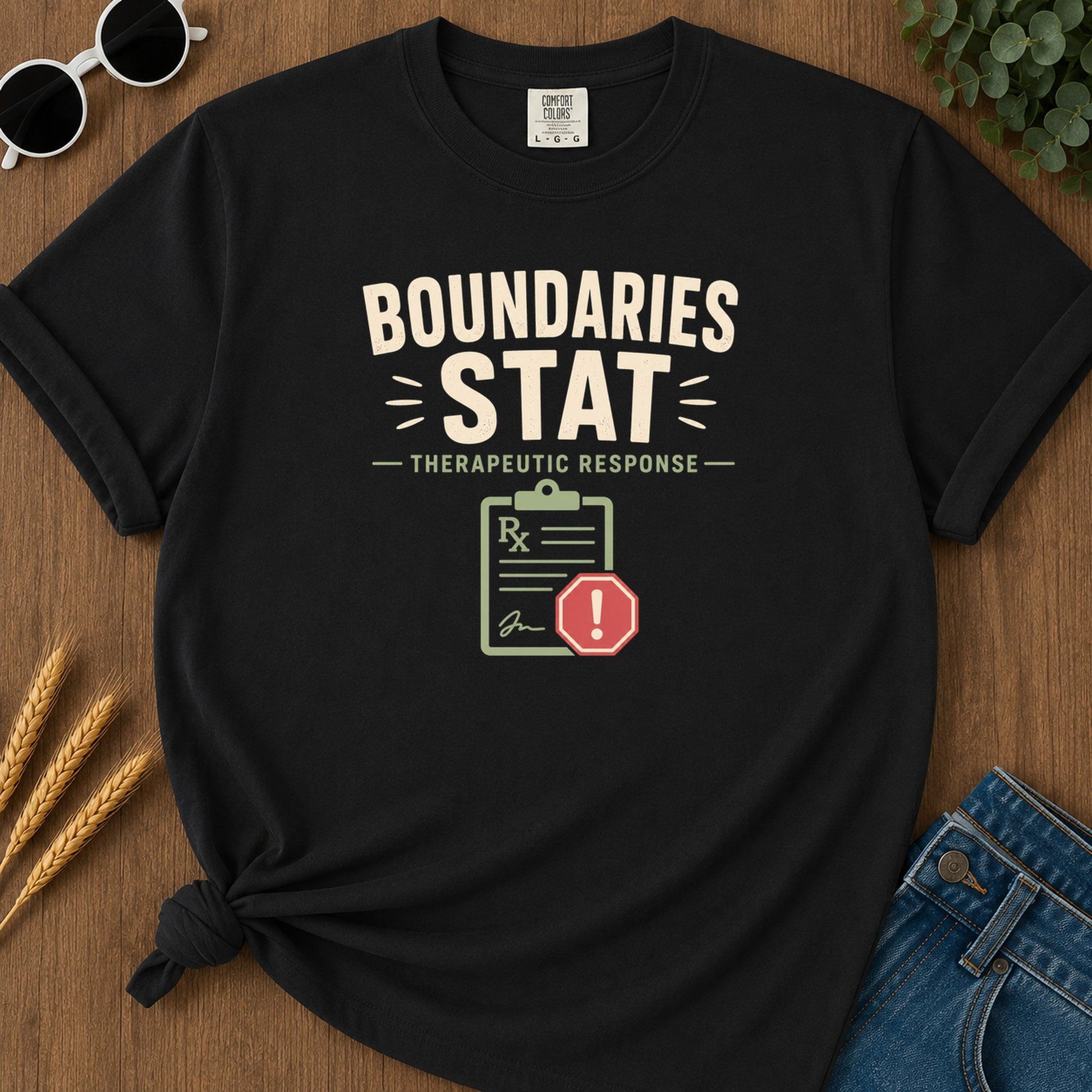 Boundaries Stat T-Shirt - Black Mockup