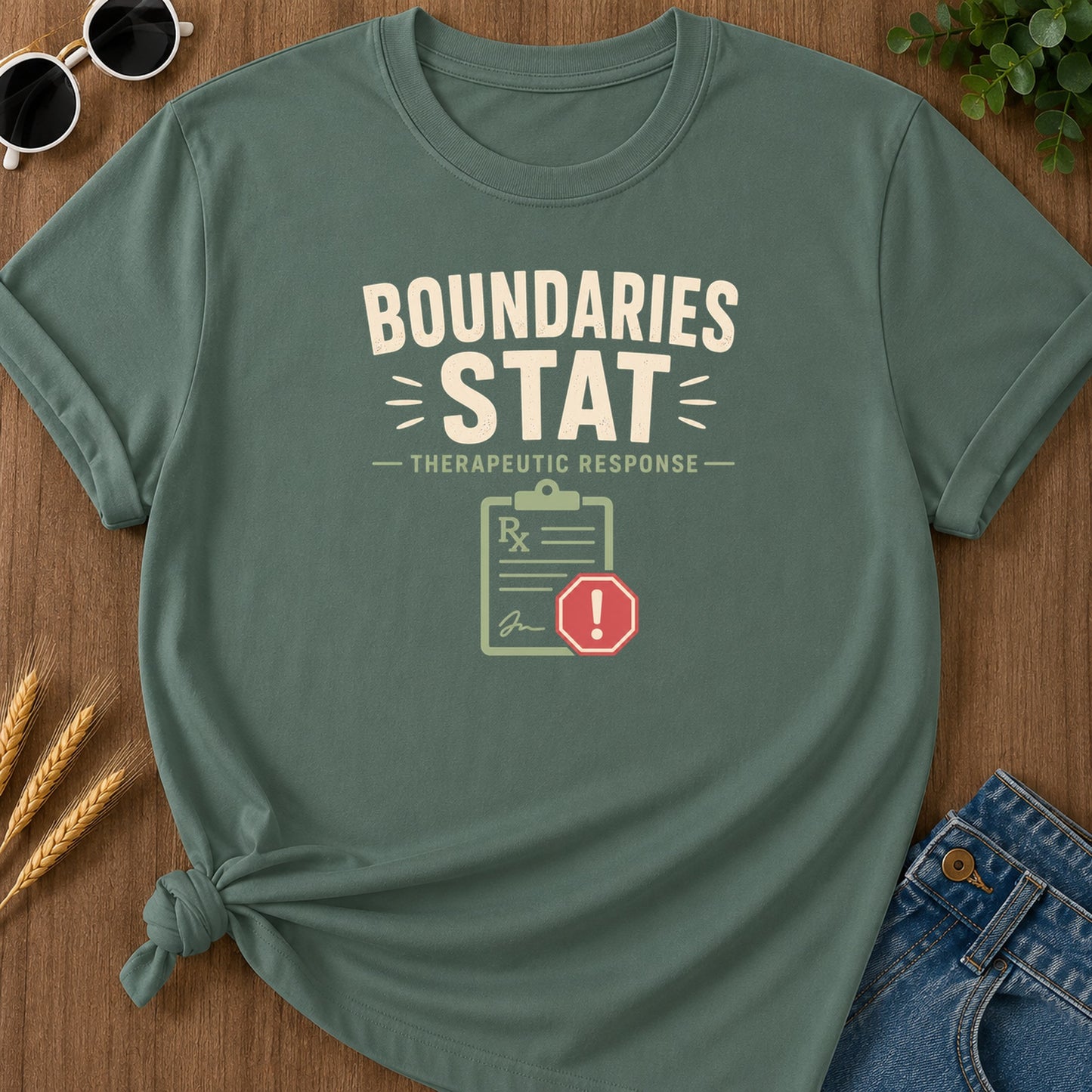 Boundaries Stat T-Shirt - Blue Spruce Mockup