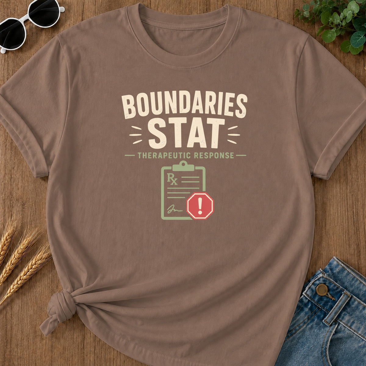 Boundaries Stat T-Shirt - Espresso Mockup