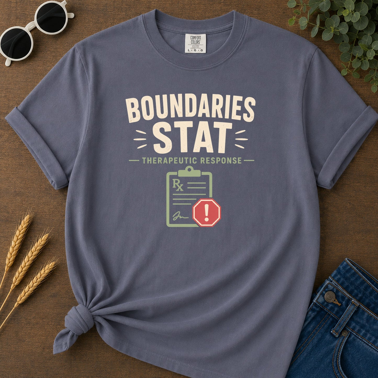 Boundaries Stat T-Shirt - Navy Mockup