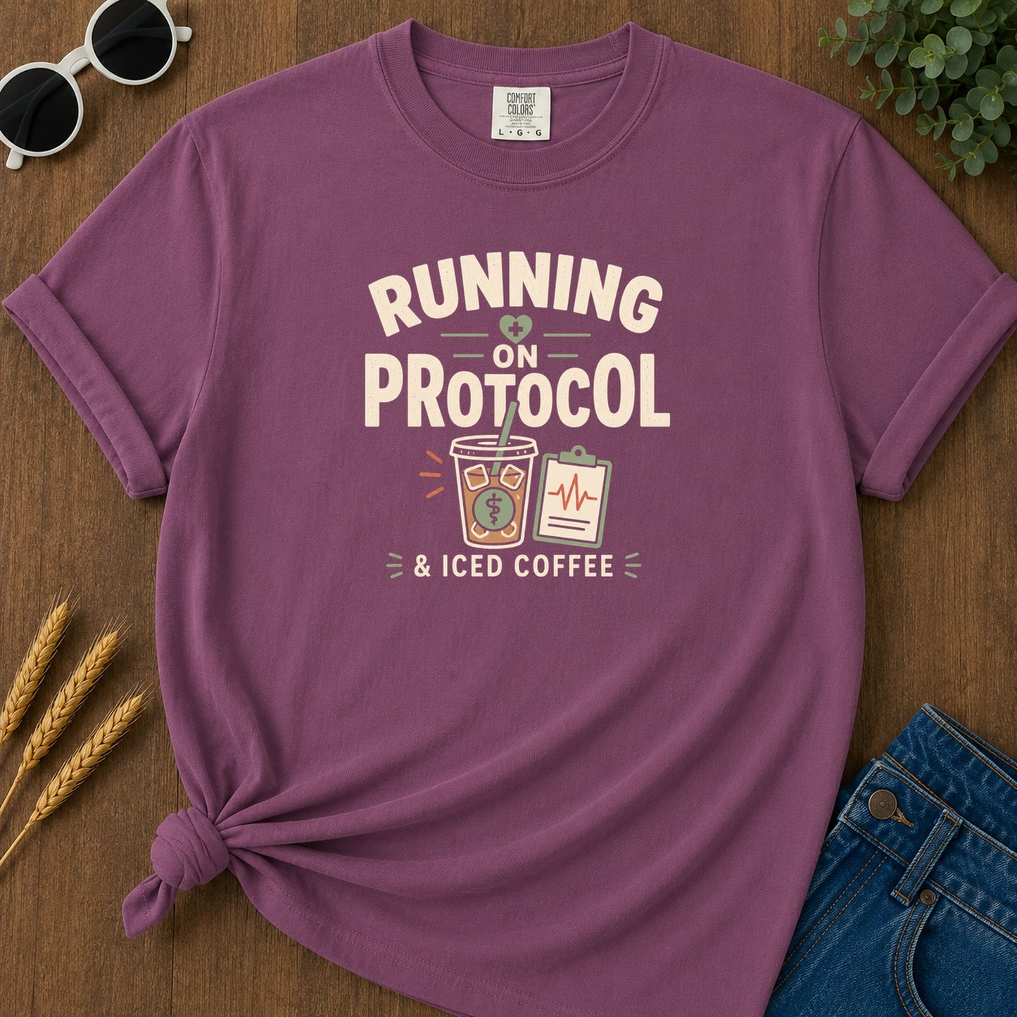 Running Protocol T-Shirt - Berry Mockup
