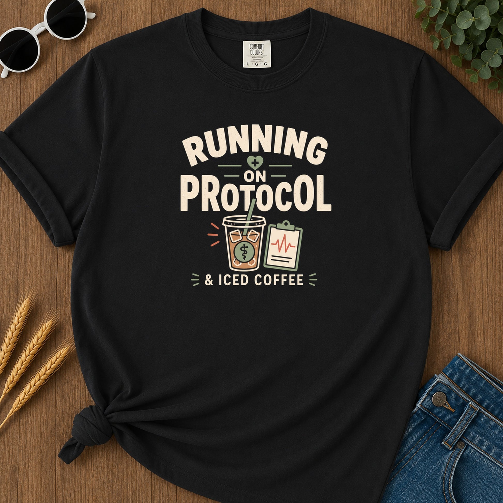 Running Protocol T-Shirt - Black Mockup
