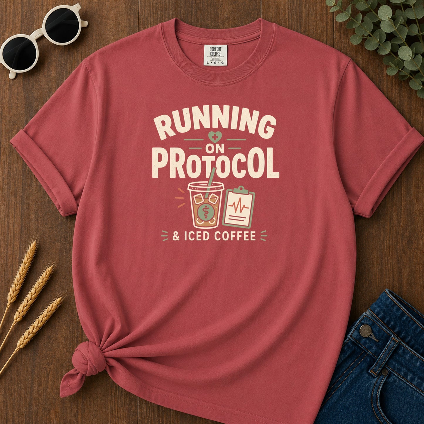 Running Protocol T-Shirt - Crimson Mockup