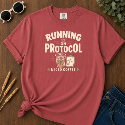 Running Protocol T-Shirt - Crimson Mockup