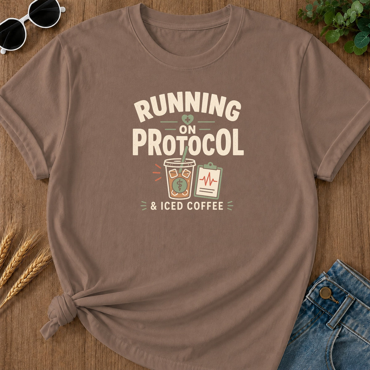 Running Protocol T-Shirt - Espresso Mockup