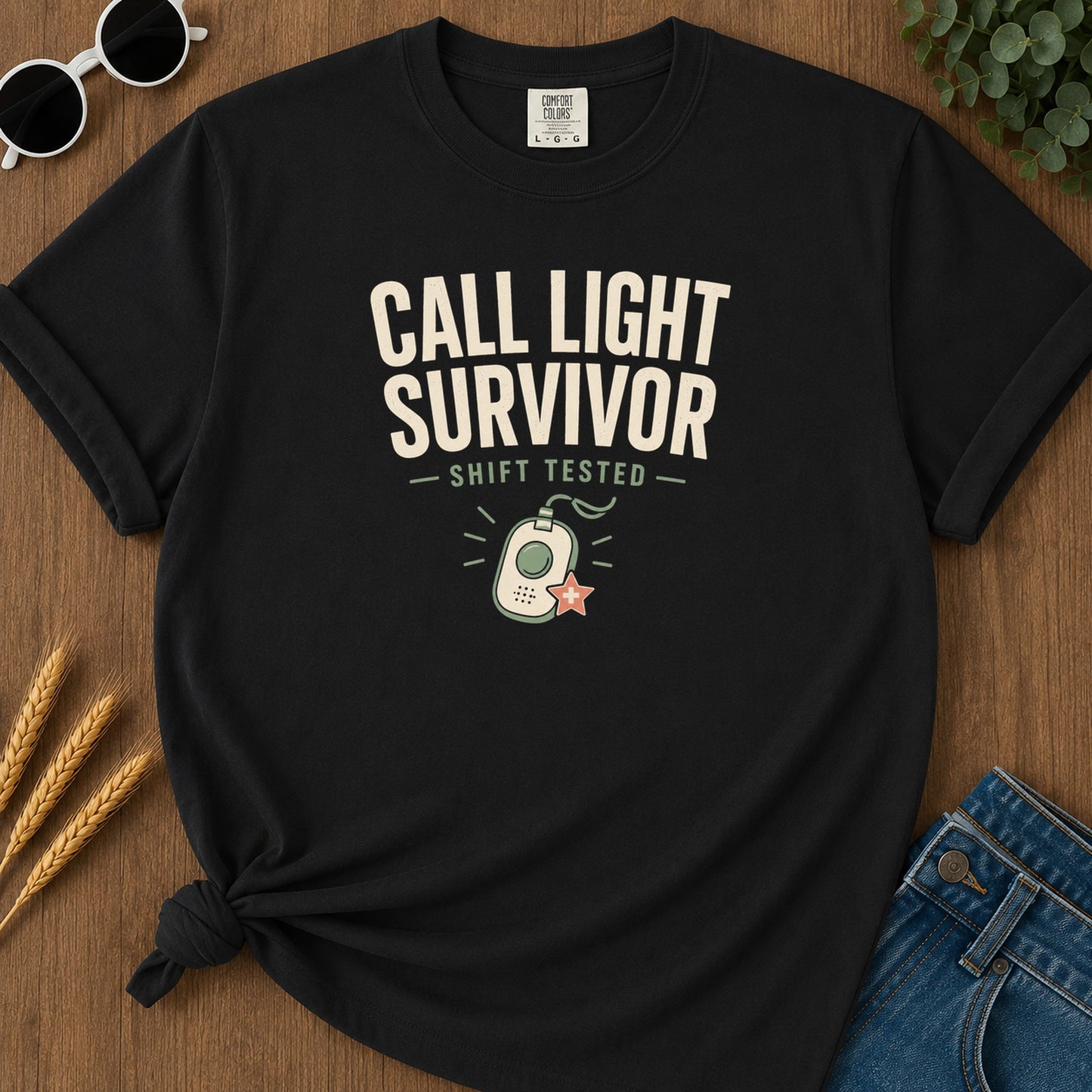 Call Light Survivor T-Shirt - Black Mockup