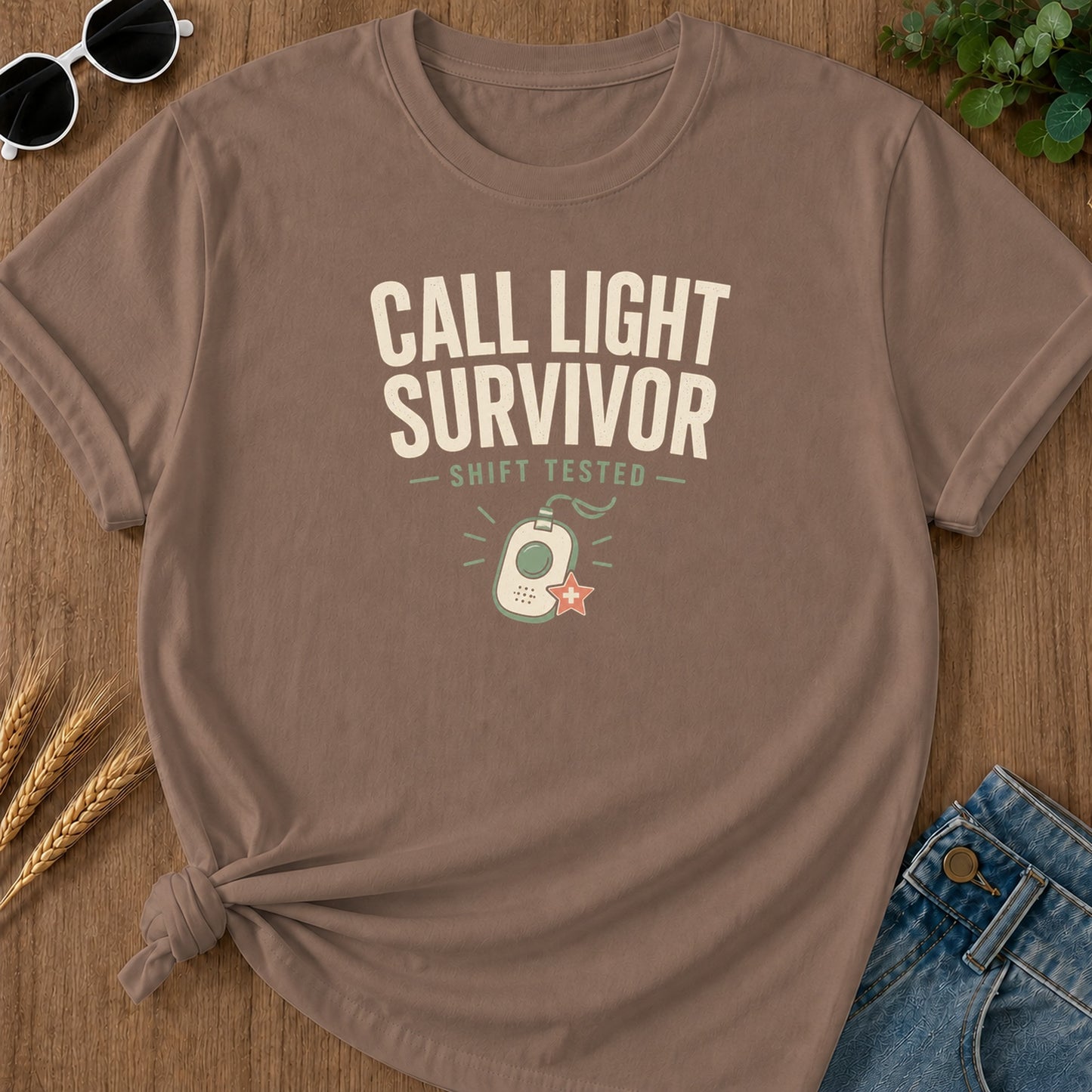 Call Light Survivor T-Shirt - Espresso Mockup