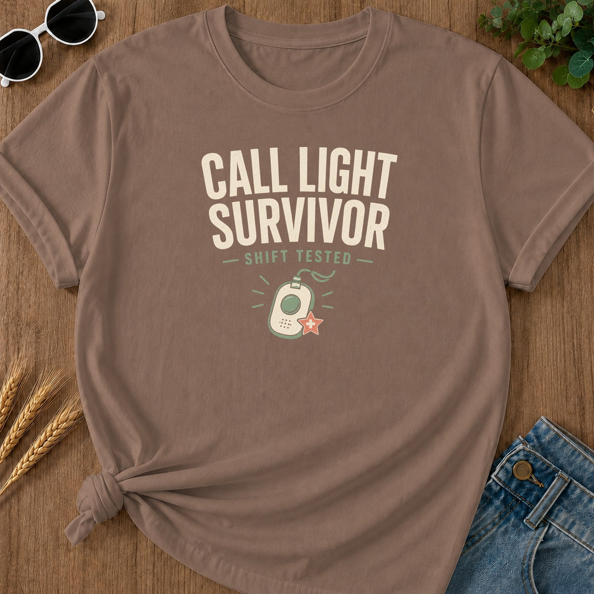 Call Light Survivor T-Shirt - Espresso Mockup