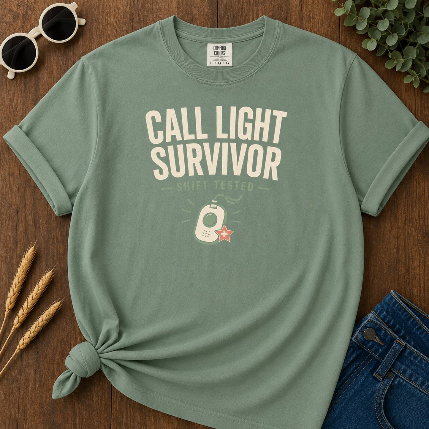 Call Light Survivor T-Shirt - Light Green Mockup