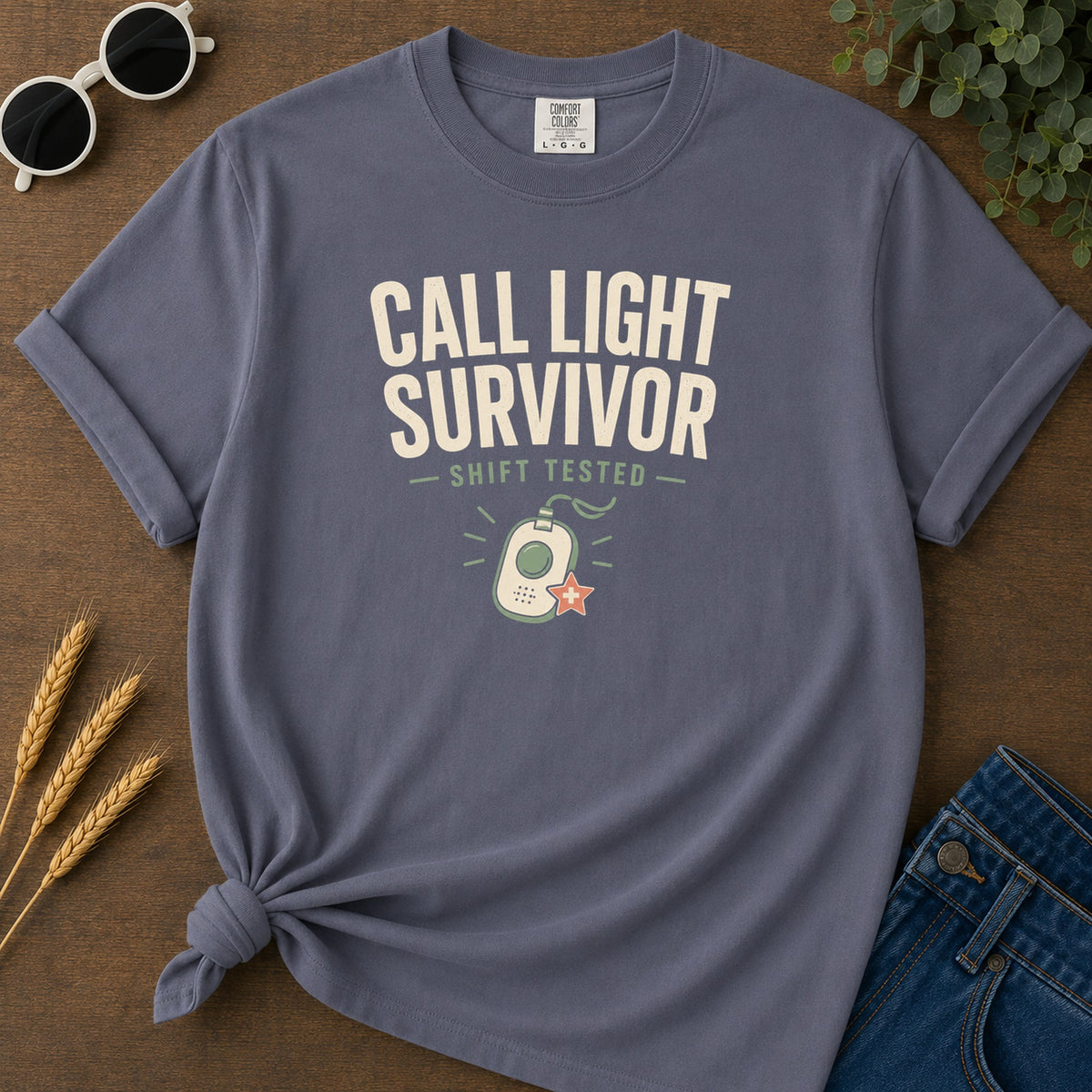 Call Light Survivor T-Shirt - Navy Mockup