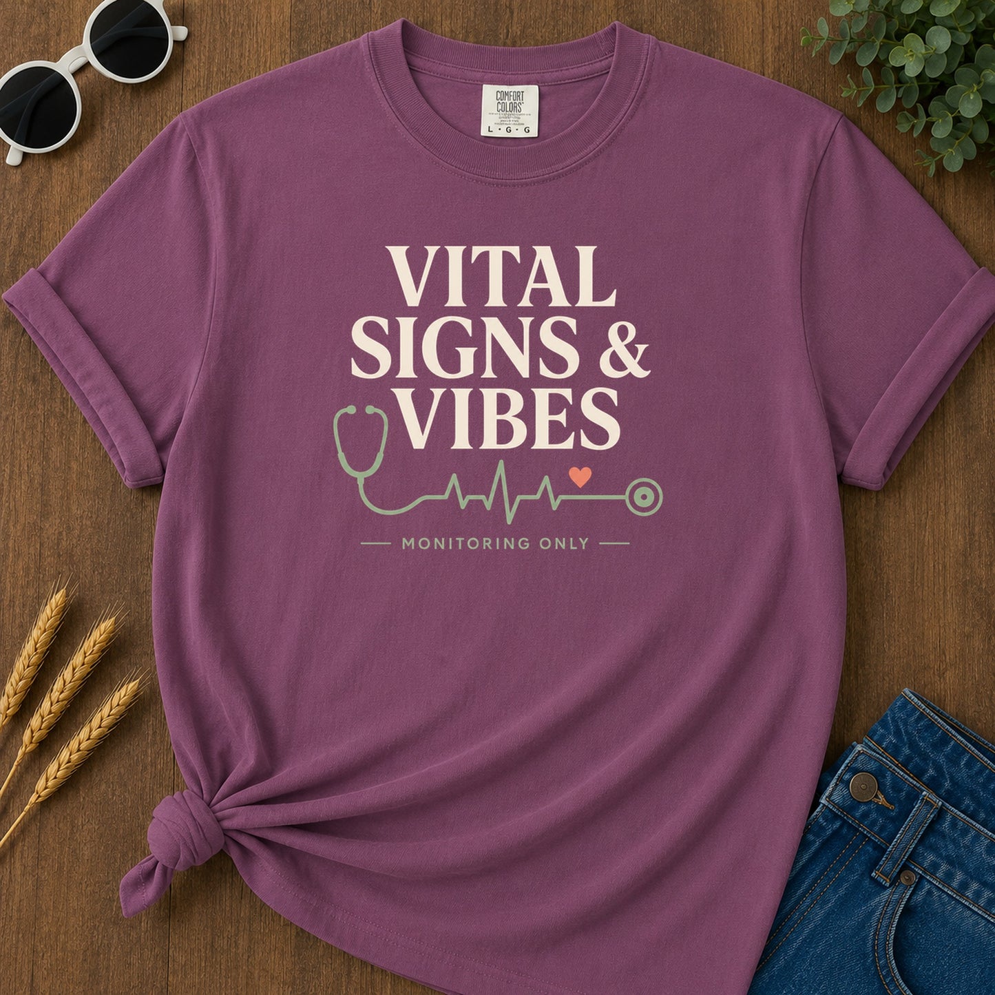 Vital Signs Vibes T-Shirt - Berry Mockup