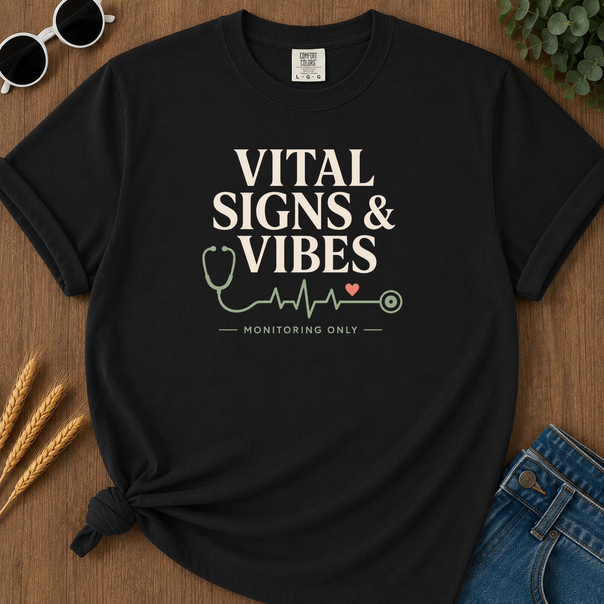 Vital Signs Vibes T-Shirt - Black Mockup