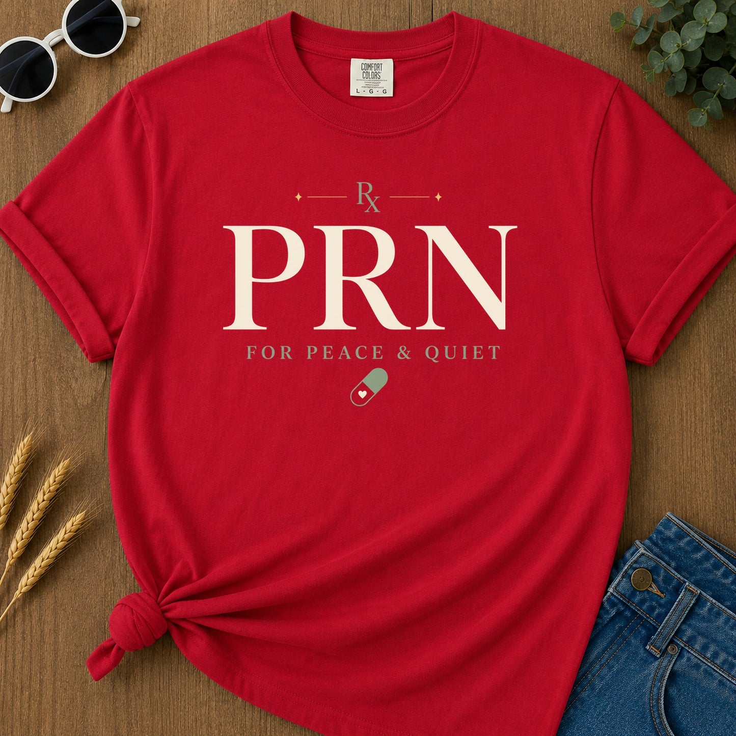 Prn Peace Quiet T-Shirt - Red Mockup