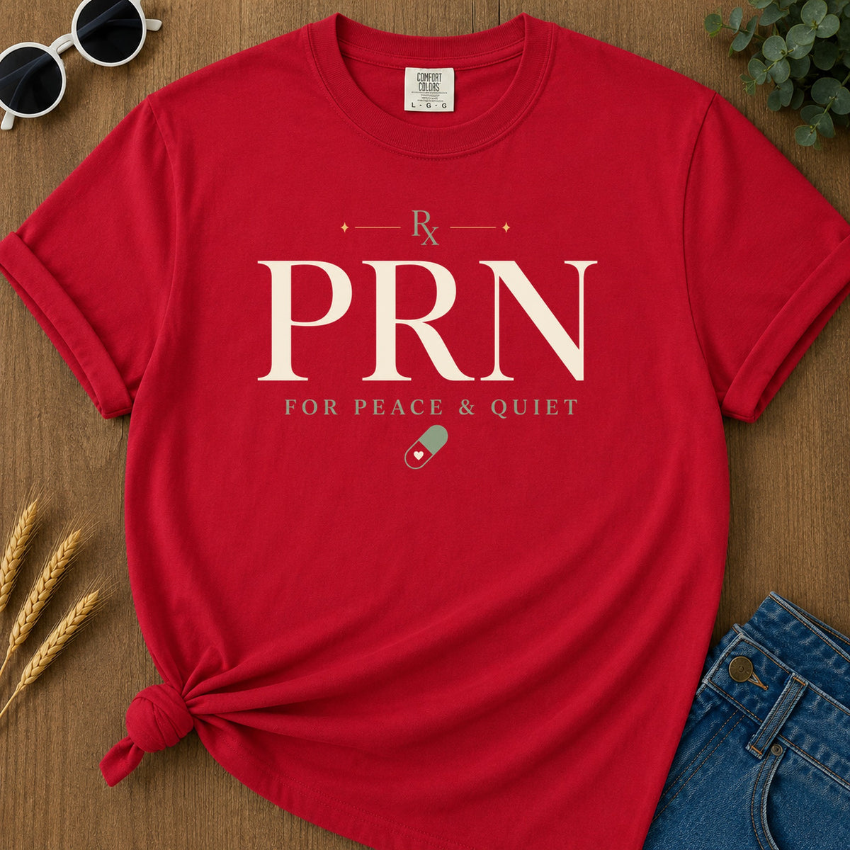 Prn Peace Quiet T-Shirt - Red Mockup
