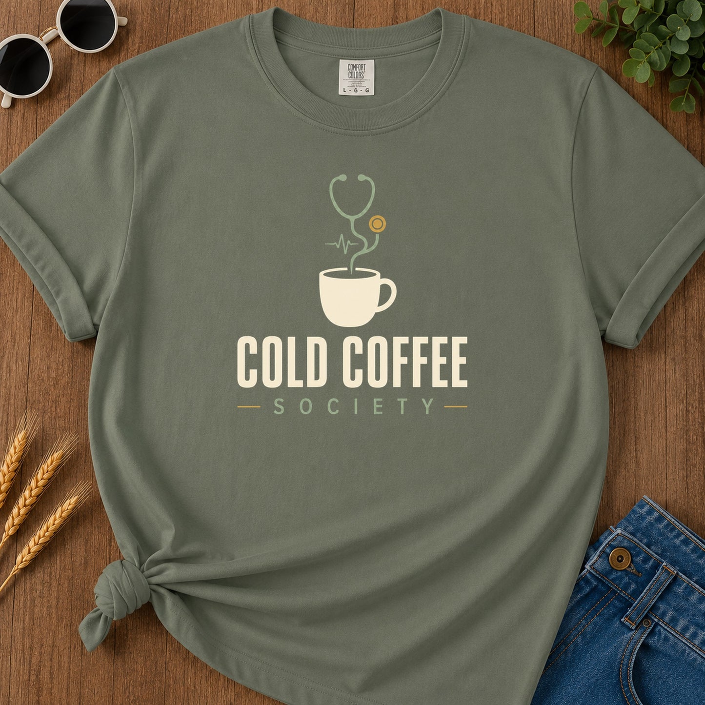 No Pulse No Problem 267 T-Shirt - Moss Mockup