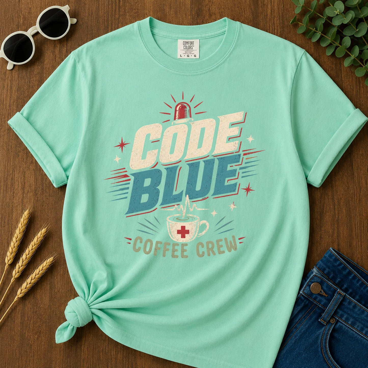 Cold Coffee Crew T-Shirt - Island Reef Mockup