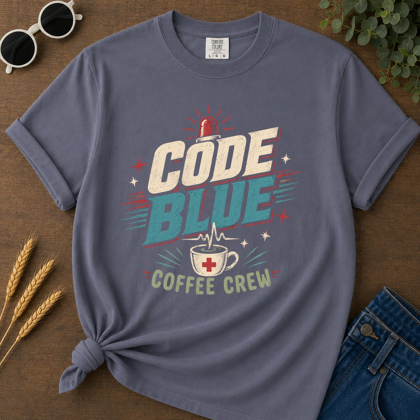 Cold Coffee Crew T-Shirt - Navy Mockup
