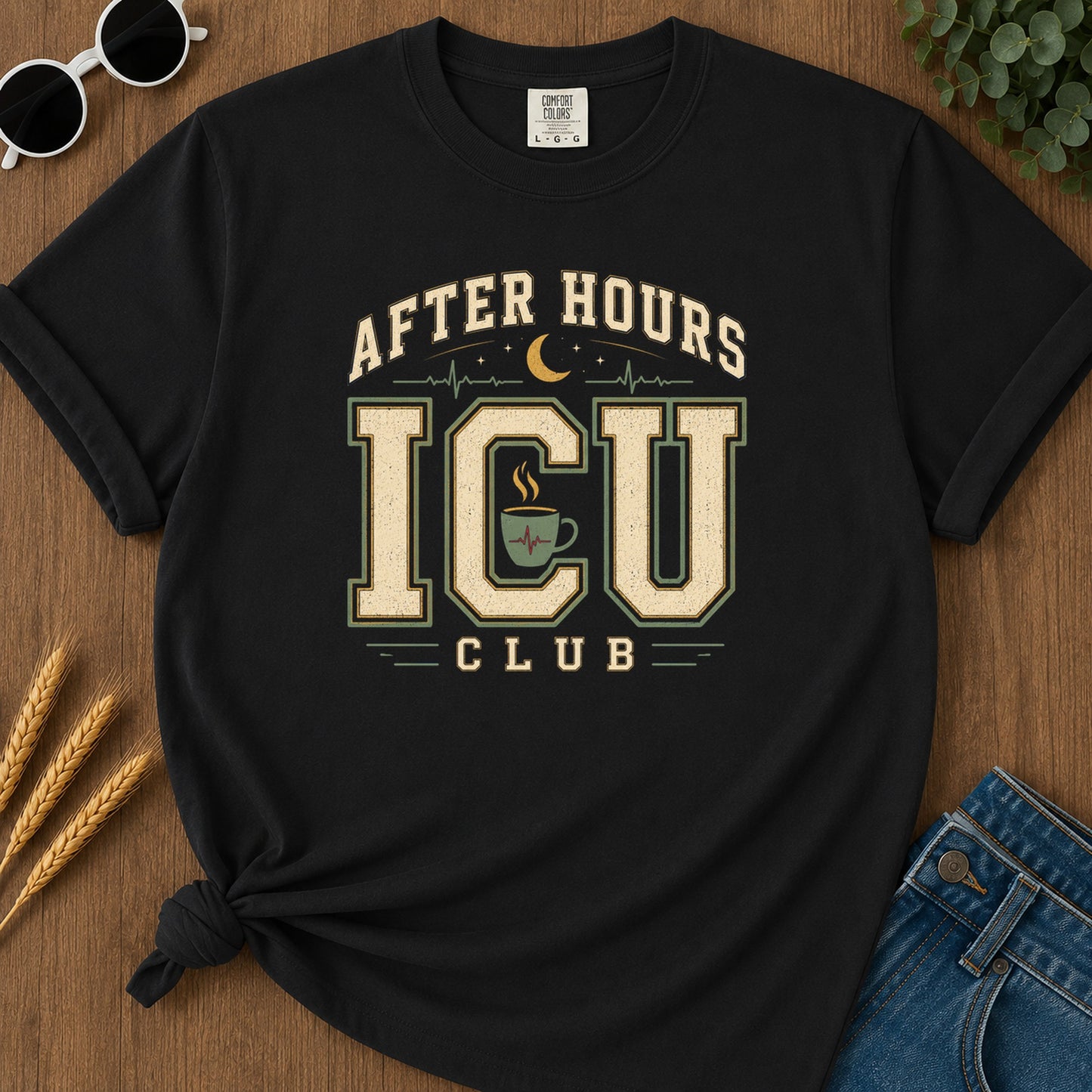 Night Shift Cream T-Shirt - Black Mockup