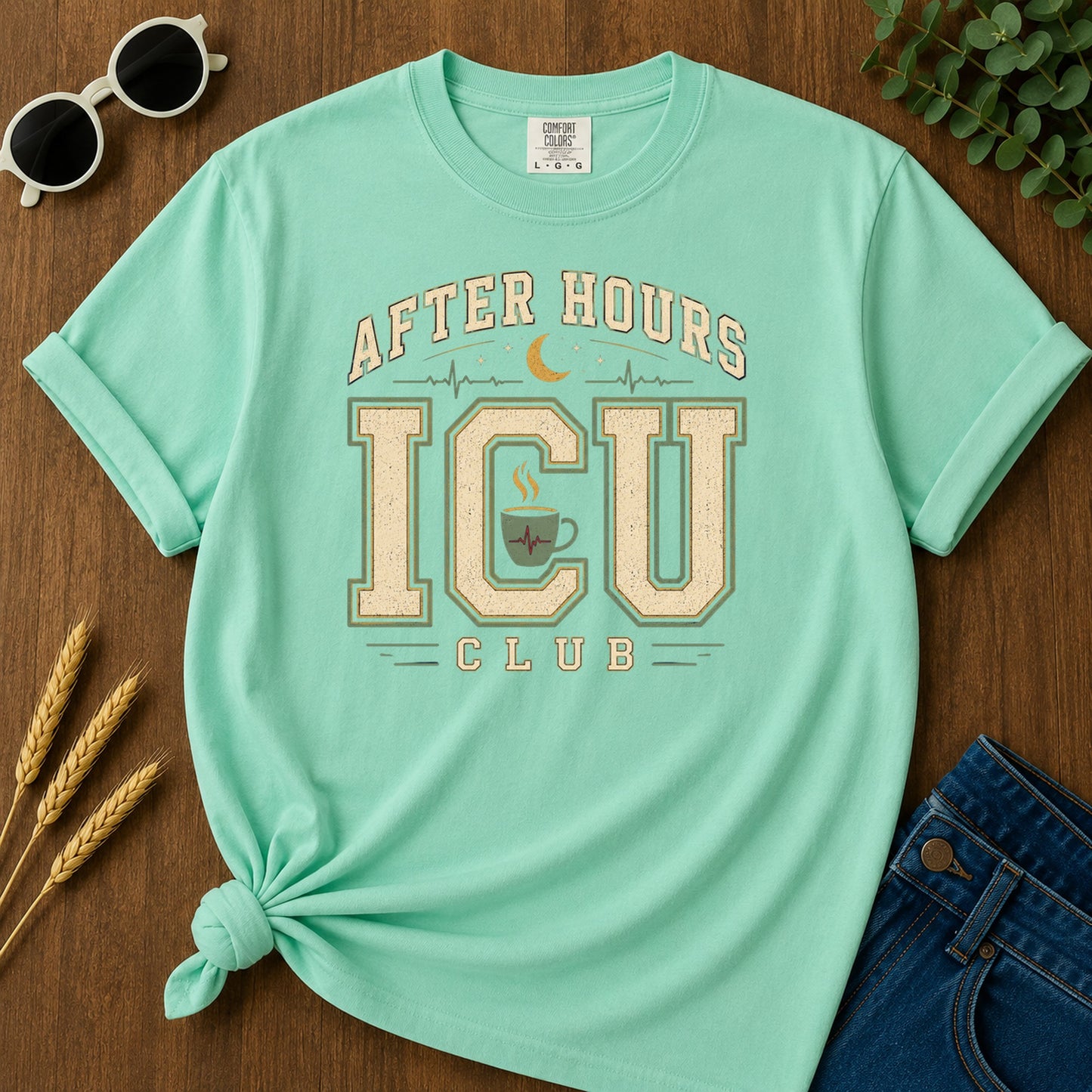 Night Shift Cream T-Shirt - Island Reef Mockup