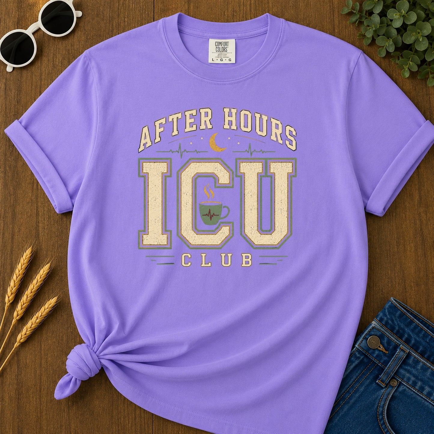 Night Shift Cream T-Shirt - Violet Mockup