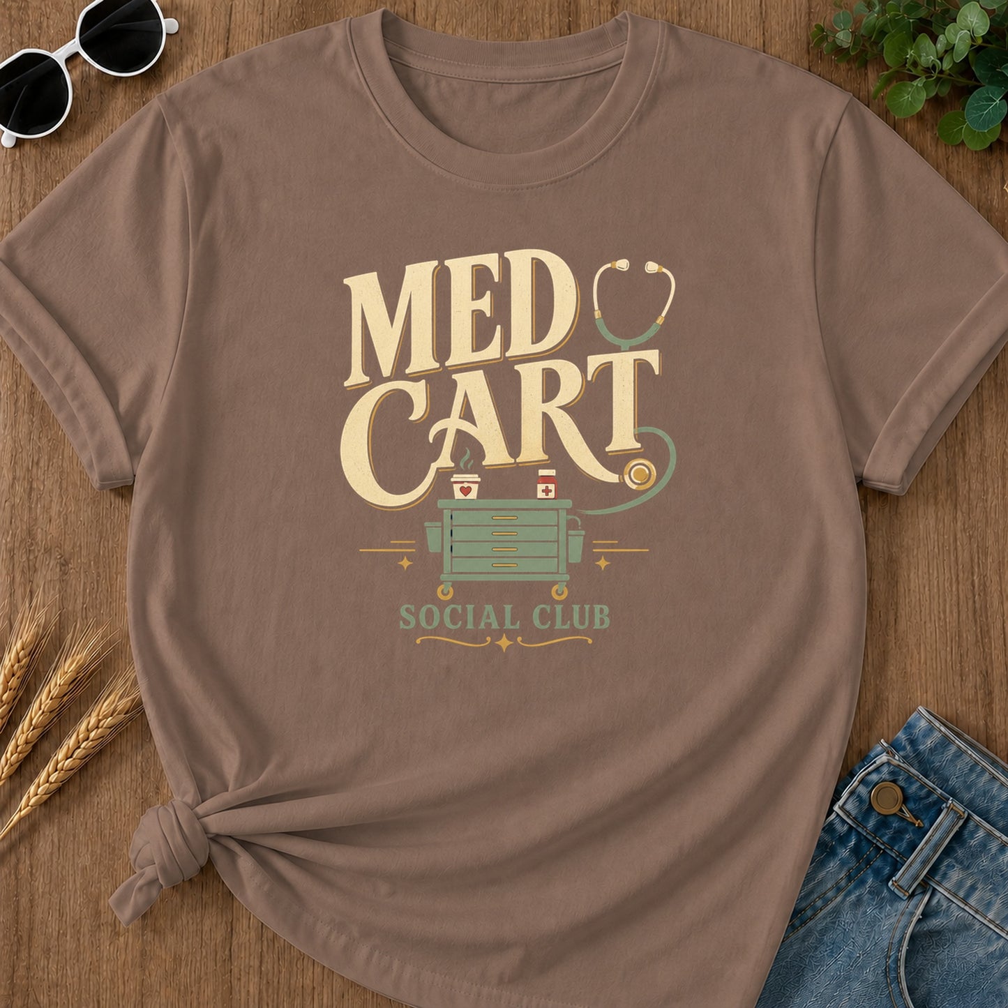 Med Cart Social Club T-Shirt - Espresso Mockup