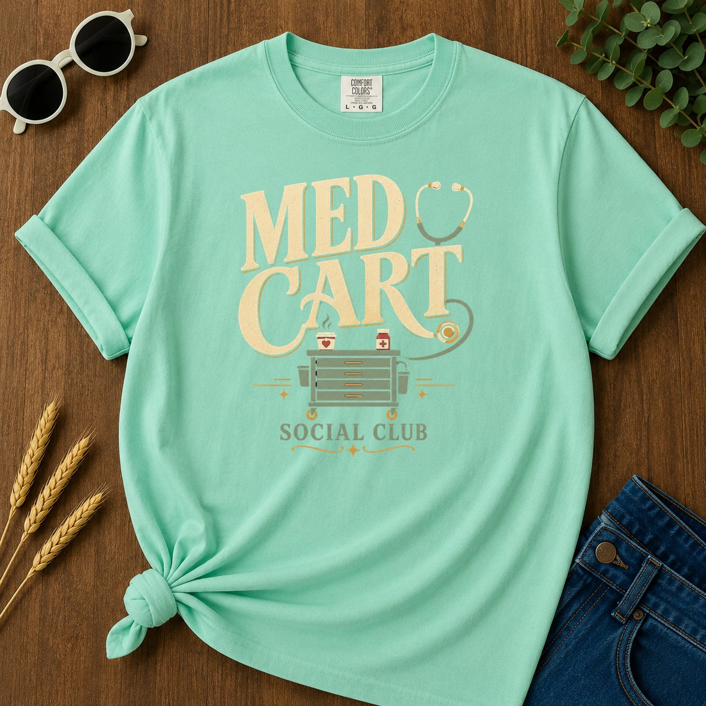Med Cart Social Club T-Shirt - Island Reef Mockup
