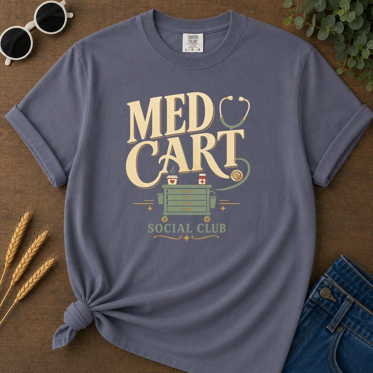 Med Cart Social Club T-Shirt - Navy Mockup