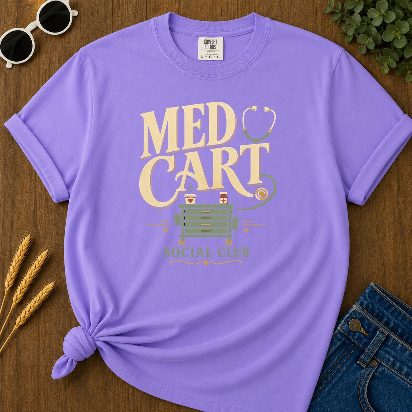 Med Cart Social Club T-Shirt - Violet Mockup