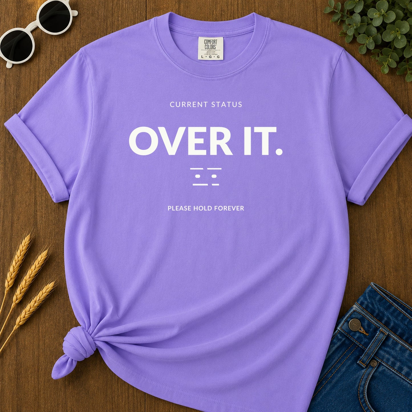 Current Status Over It T-Shirt - Violet Mockup