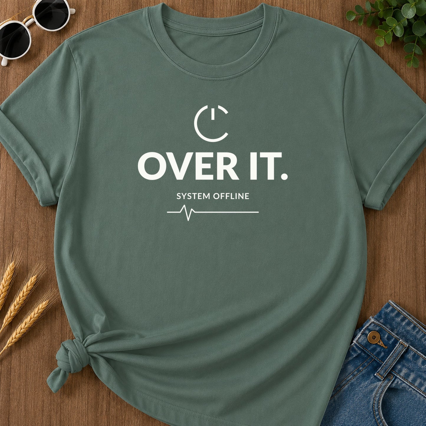 Over It System Offline T-Shirt - Blue Spruce Mockup