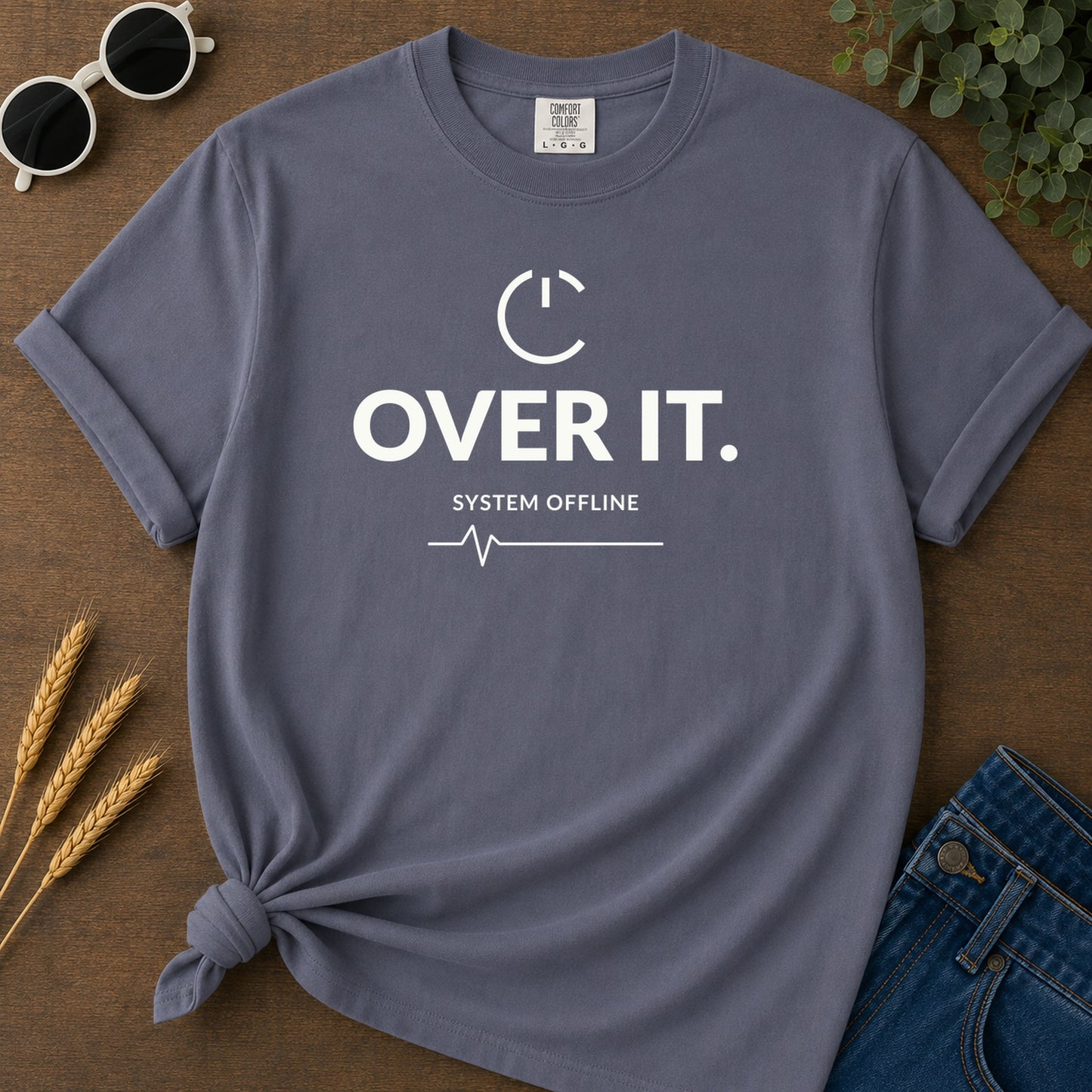 Over It System Offline T-Shirt - Navy Mockup