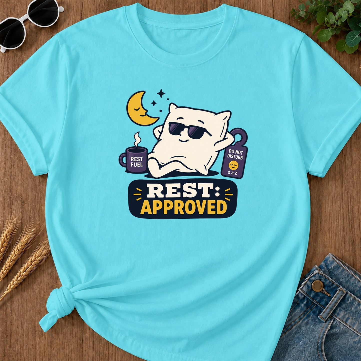 Rest Approved T-Shirt - Lagoon Blue Mockup