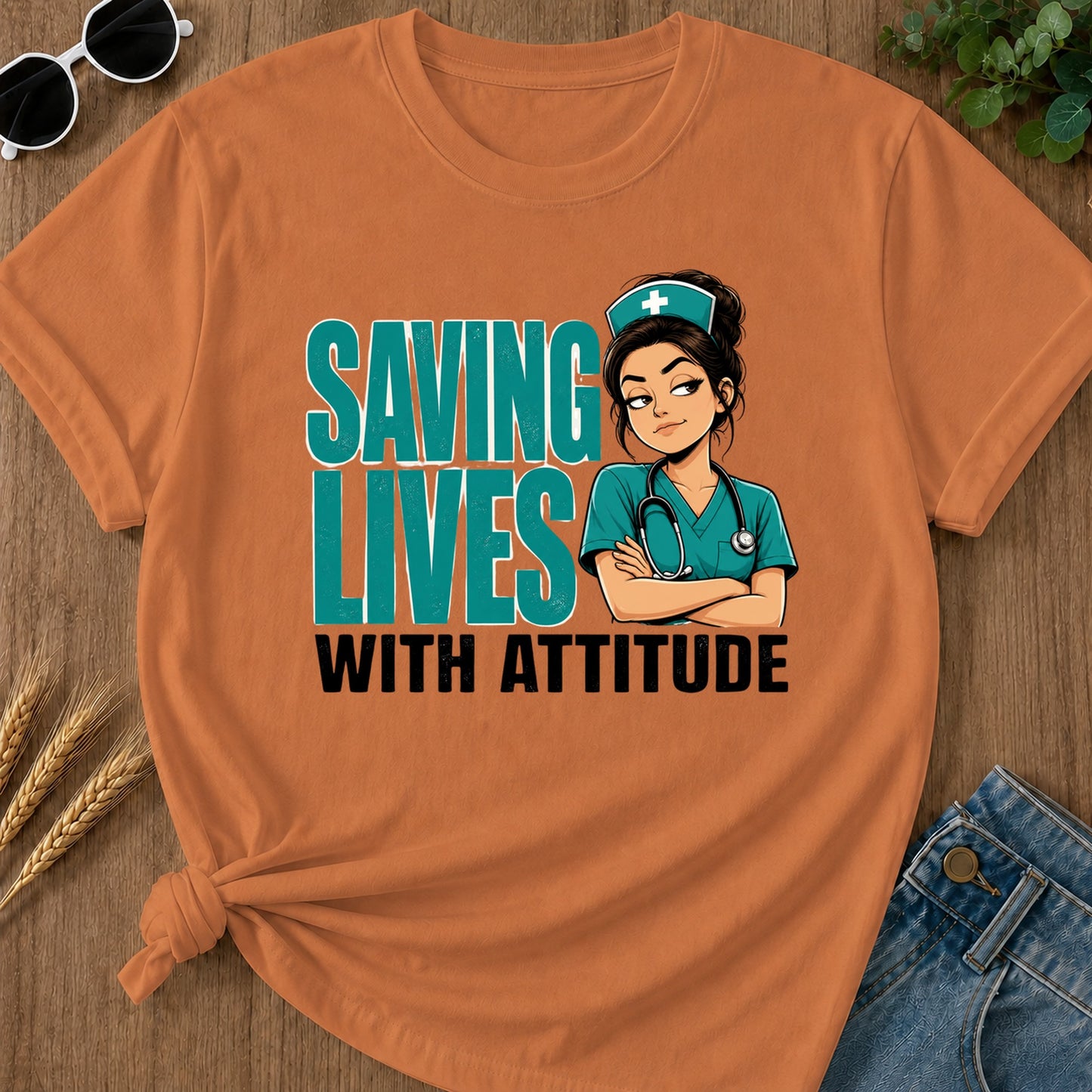 Saving Lives Attitude T-Shirt - Yam Mockup