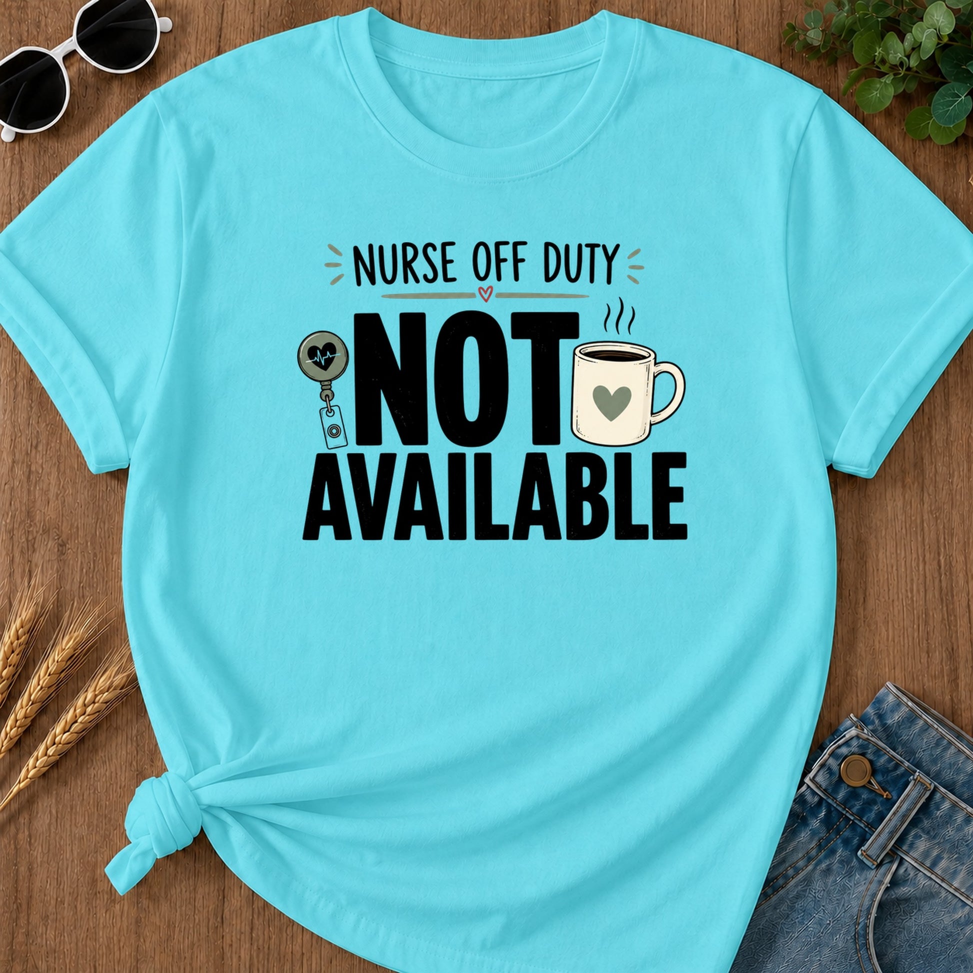 Nurse Off Duty Penguin T-Shirt - Lagoon Blue Mockup