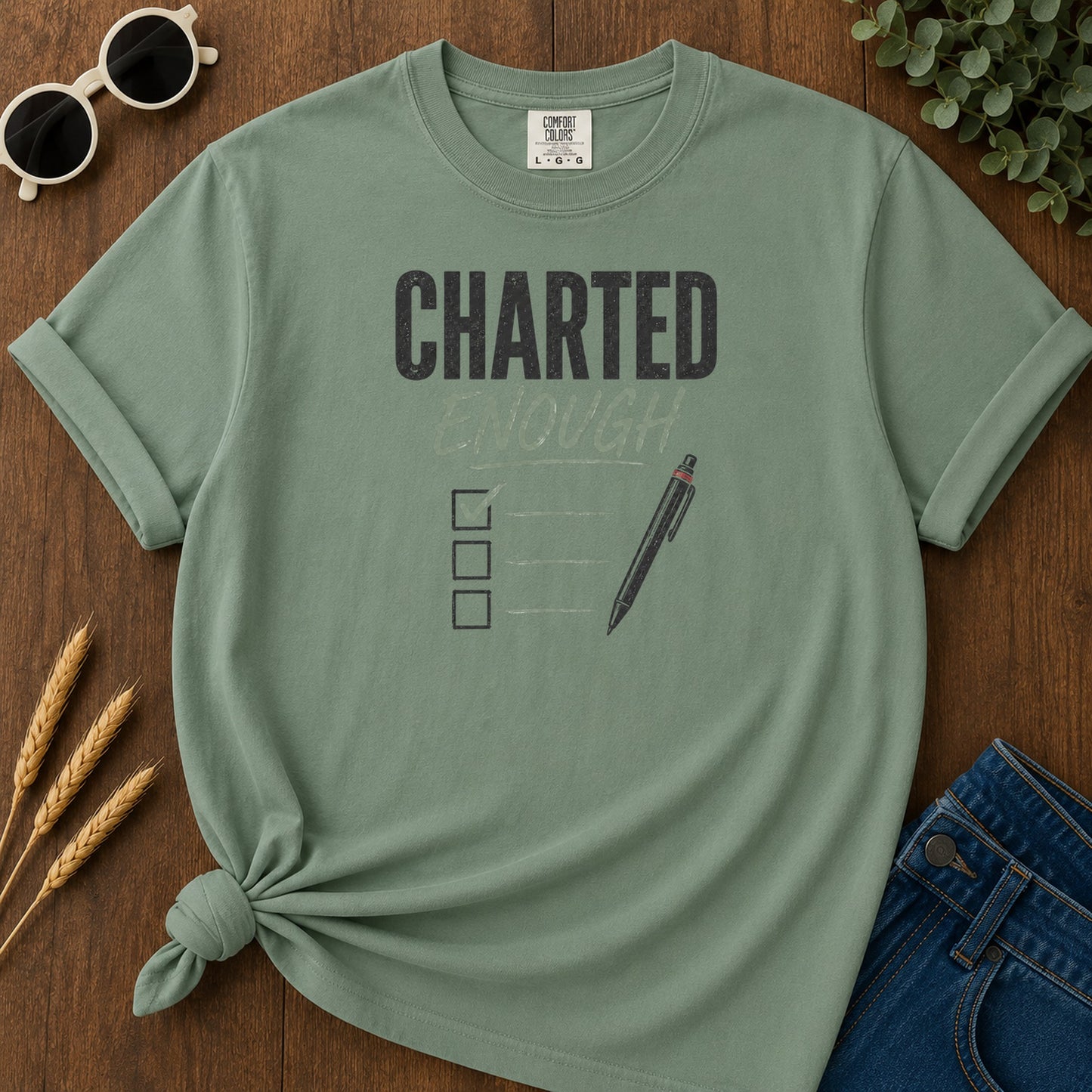 Charted Enough 281 T-Shirt - Light Green Mockup