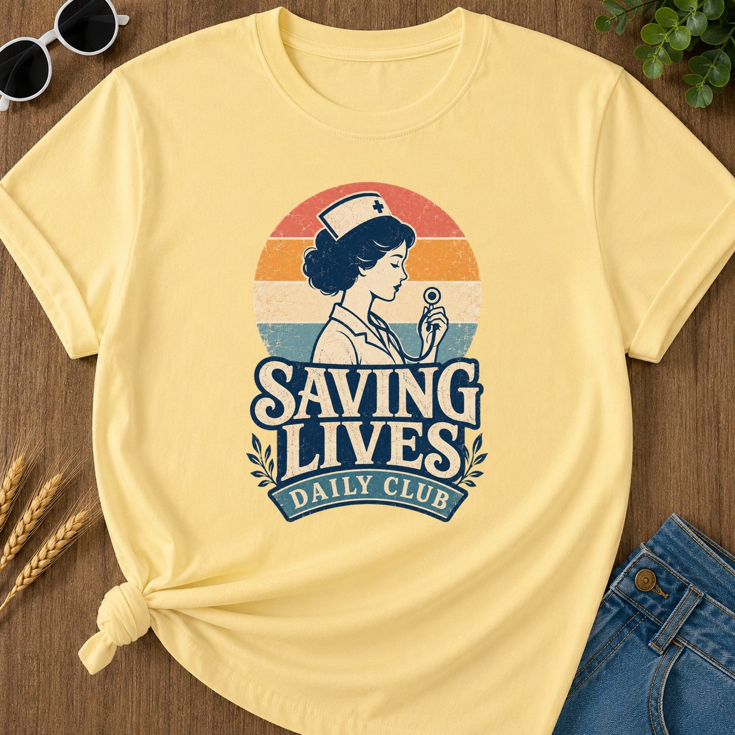 Saving Lives Daily Club 286 T-Shirt - Butter Mockup