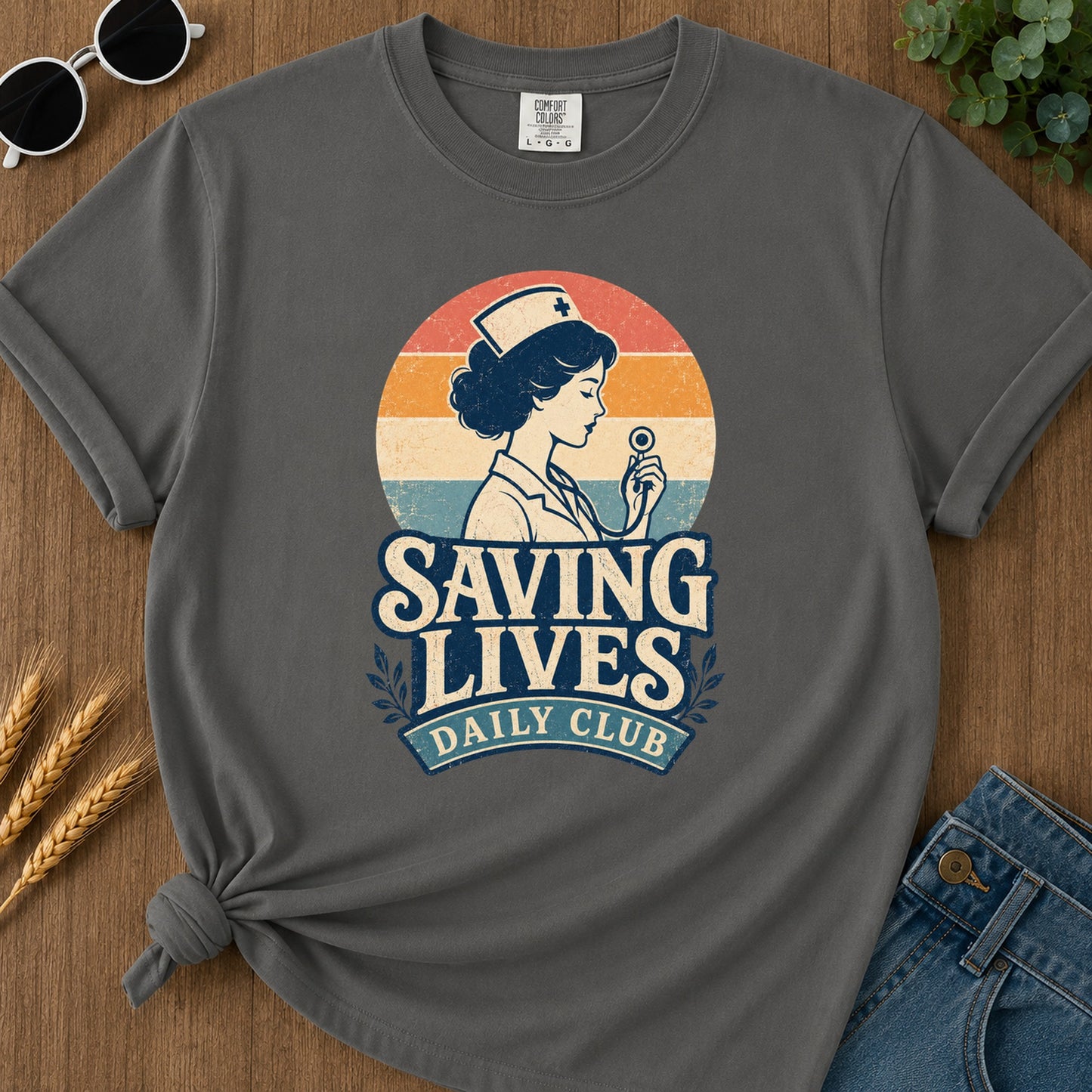 Saving Lives Daily Club 286 T-Shirt - Pepper Mockup
