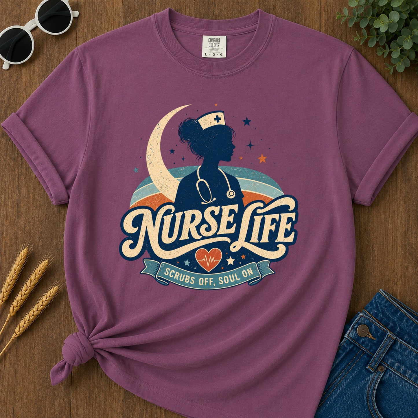 Nurse Life Scrubs Off Soul T-Shirt - Berry Mockup