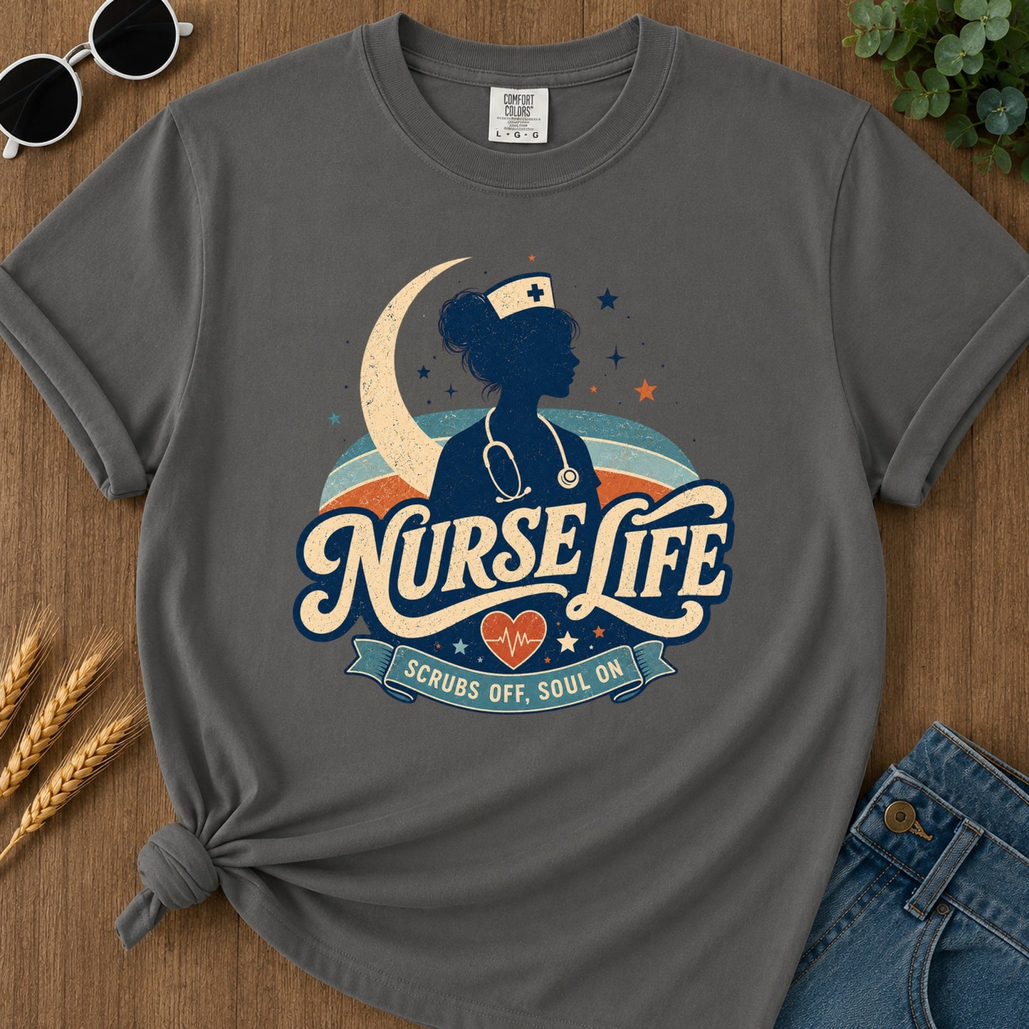 Nurse Life Scrubs Off Soul T-Shirt - Pepper Mockup