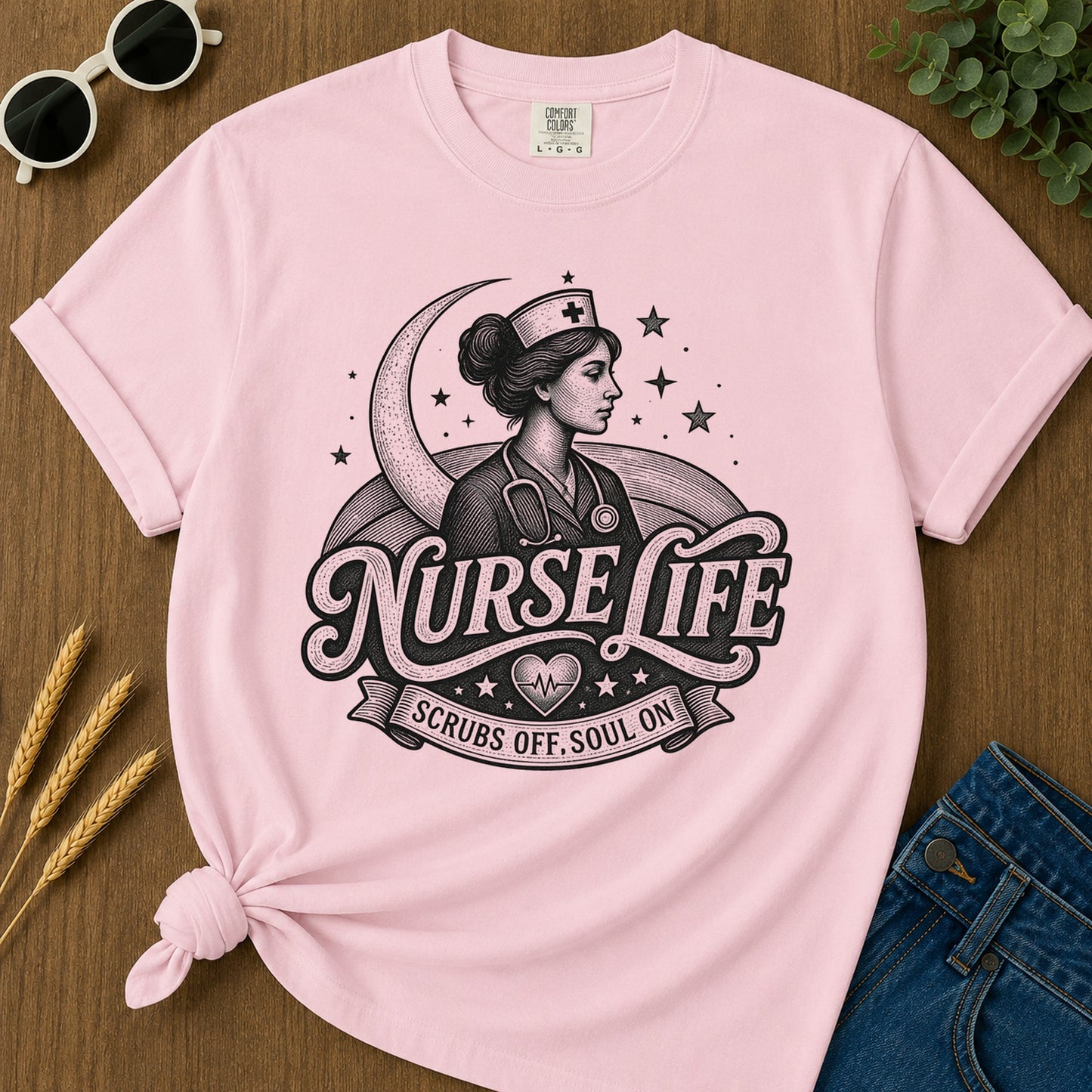 Nurse Life Scrubs Off Soul 289 T-Shirt - Blossom Mockup
