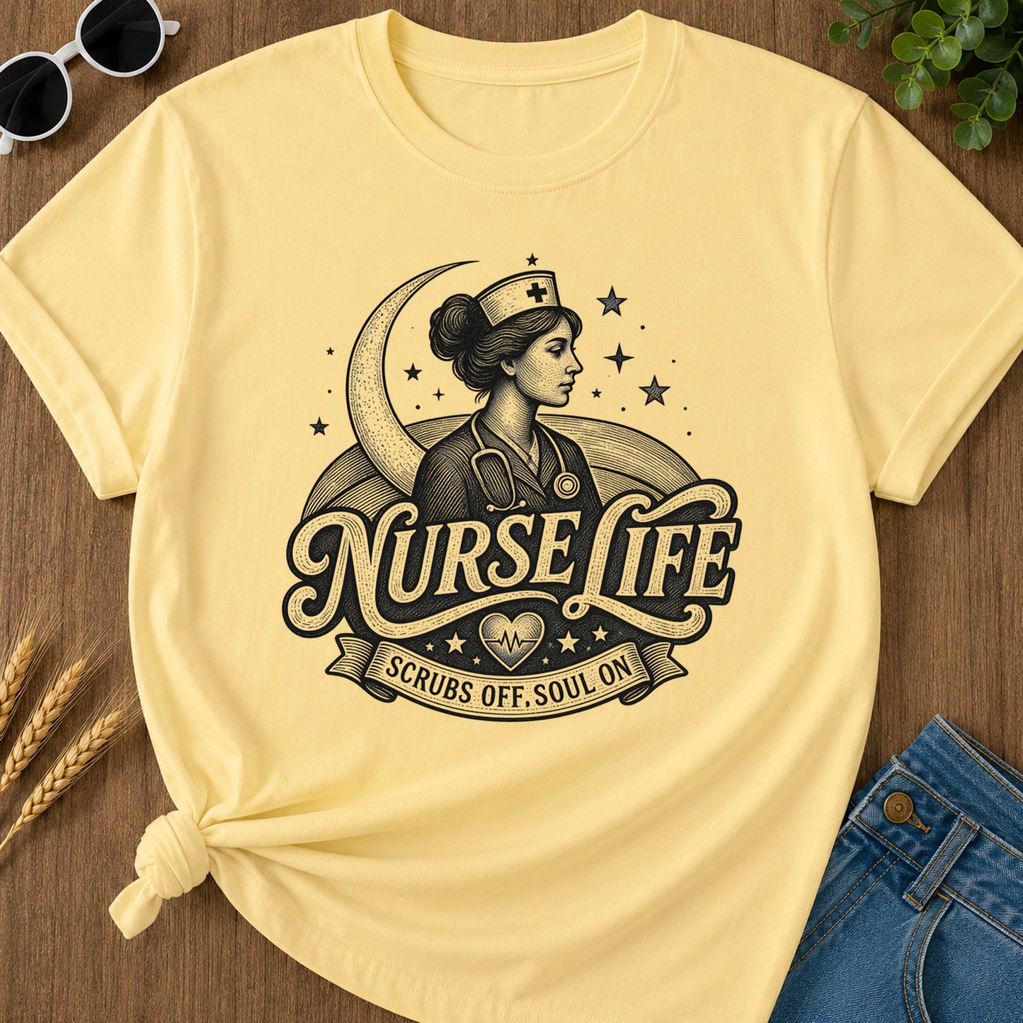 Nurse Life Scrubs Off Soul 289 T-Shirt - Butter Mockup