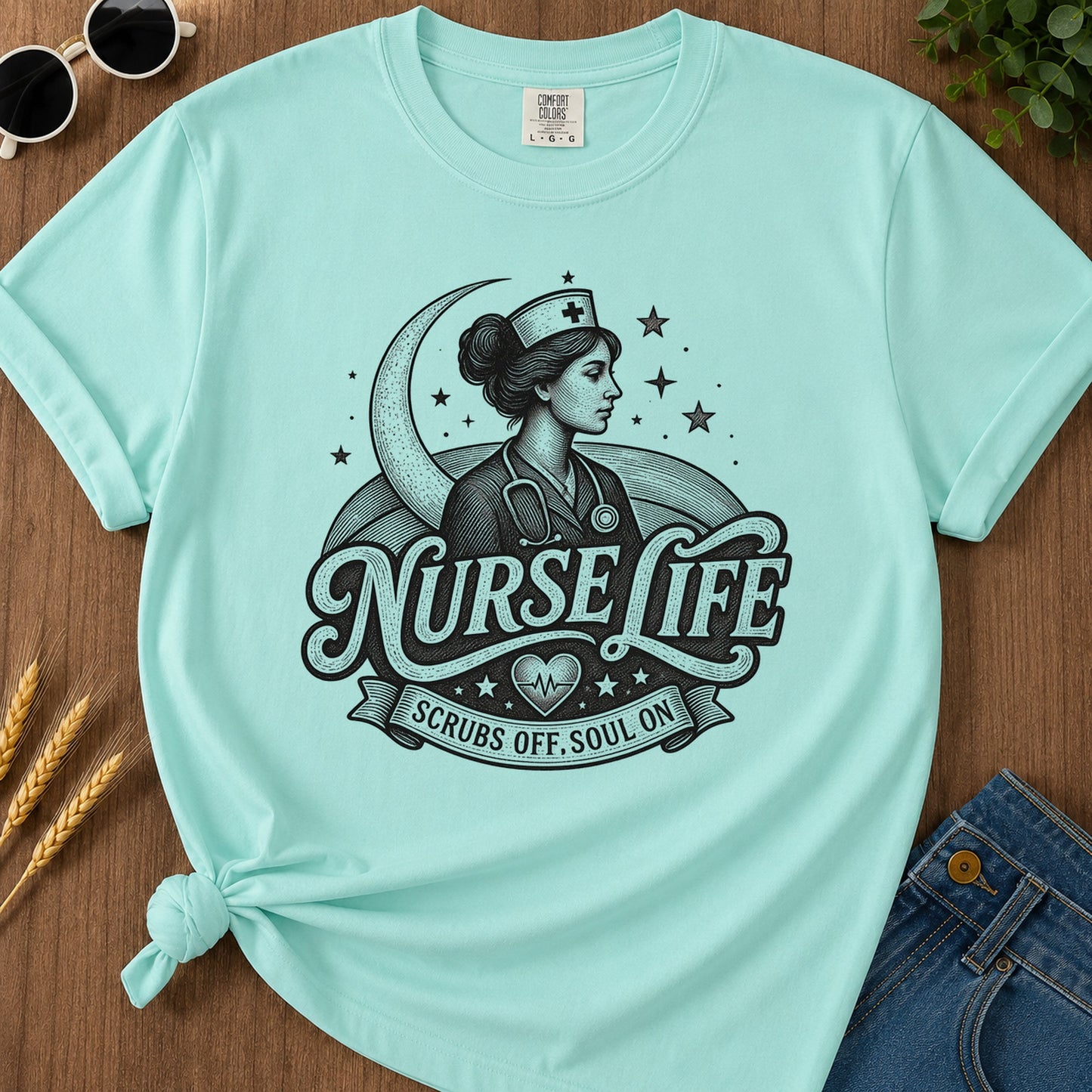 Nurse Life Scrubs Off Soul 289 T-Shirt - Chalky Mint Mockup