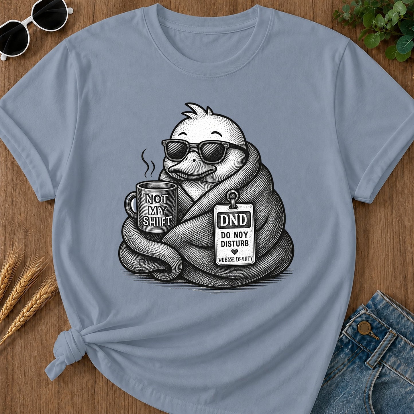Dnd Duck Blanket T-Shirt - Blue Jean Mockup