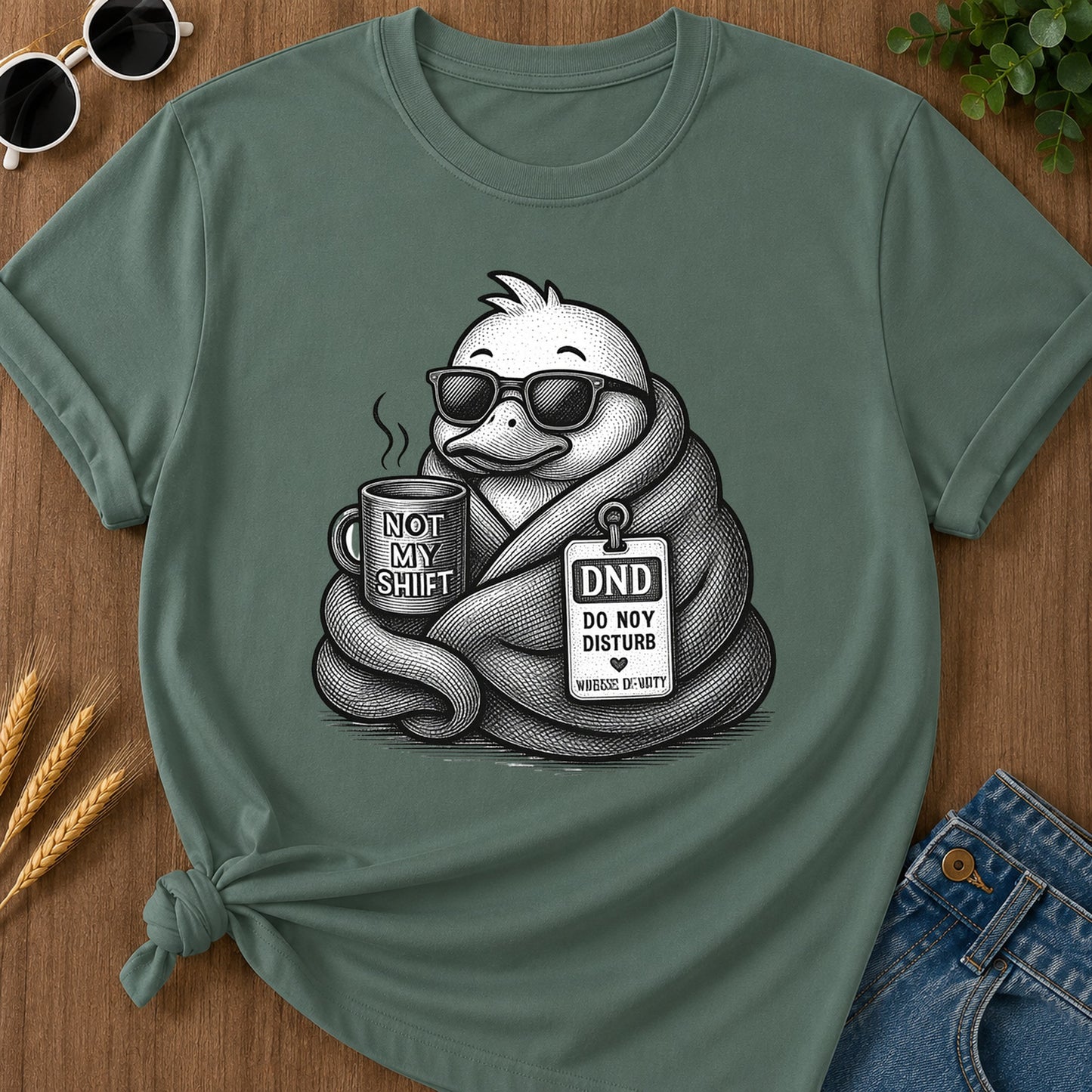 Dnd Duck Blanket T-Shirt - Blue Spruce Mockup
