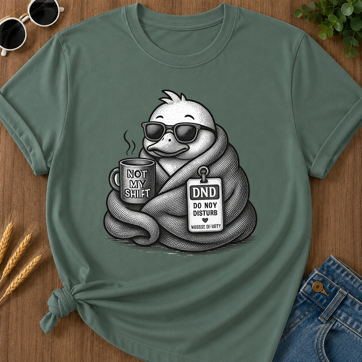 Dnd Duck Blanket T-Shirt - Blue Spruce Mockup